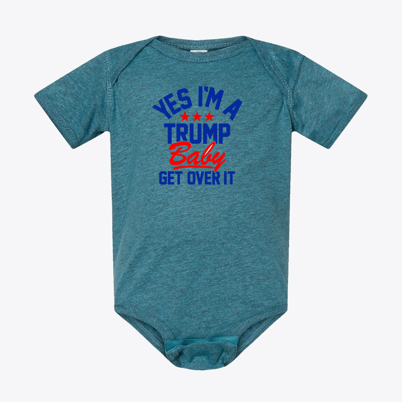 Yes I am A Trump Baby Bodysuit Art featuring a blue onesie with stylish text design.