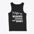Pain Is Weakness Body White Letters Back Print Shirt