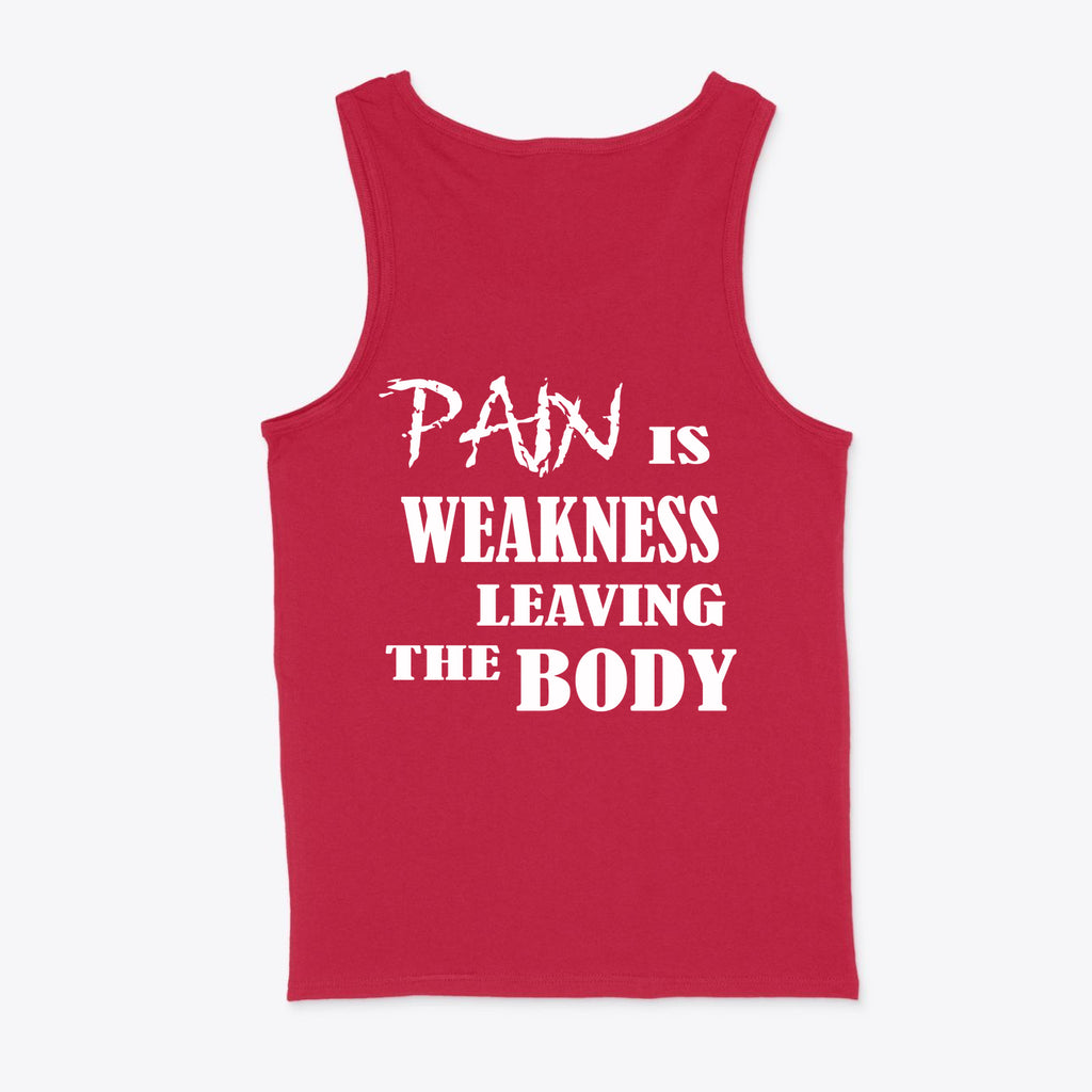 Pain Is Weakness Body White Letters Back Print Shirt