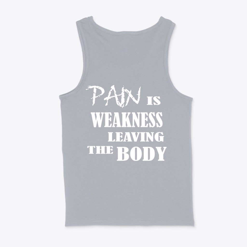 Pain Is Weakness Body White Letters Back Print Shirt