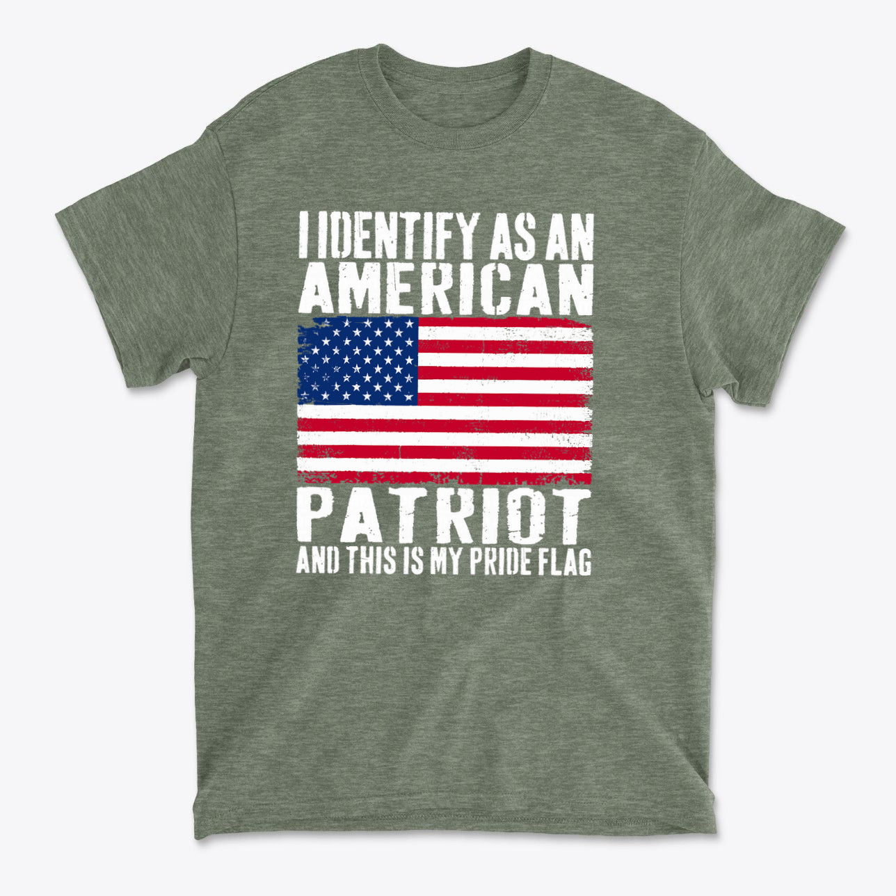I Identify As An American Patriot And This Is My Pride Flag t-shirt featuring patriotic design with American flag.