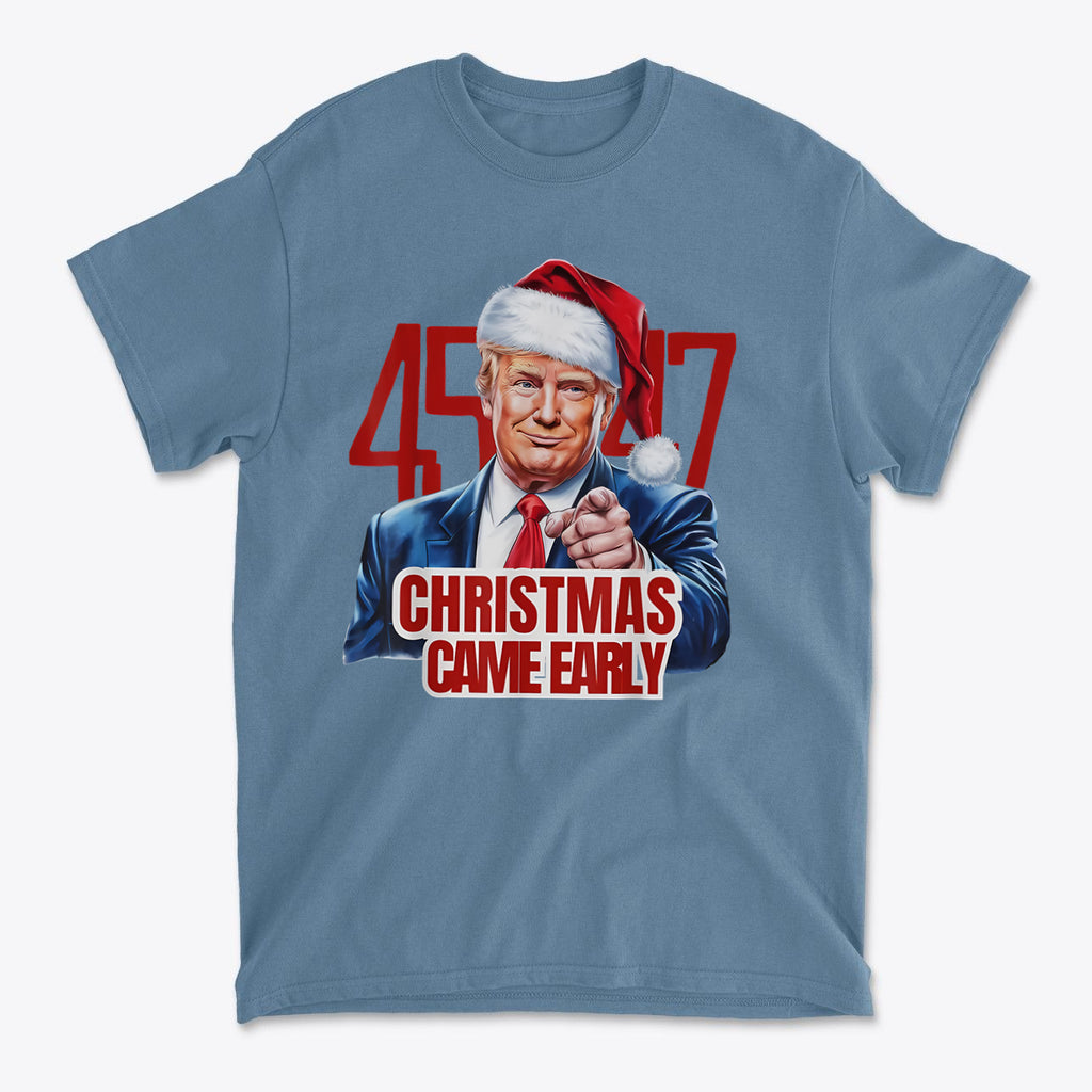 Christmas Came Early 45 47 Gear - Premium Conservative Graphic T-Shirt featuring a design with Santa hat and graphic elements.