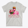 Happy Valentine's Day From Your Favorite President graphic T-shirt with floral design and bubblegum.