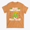 Make Christmas Great Again With The Grinch premium graphic t-shirt featuring a playful design and festive colors.