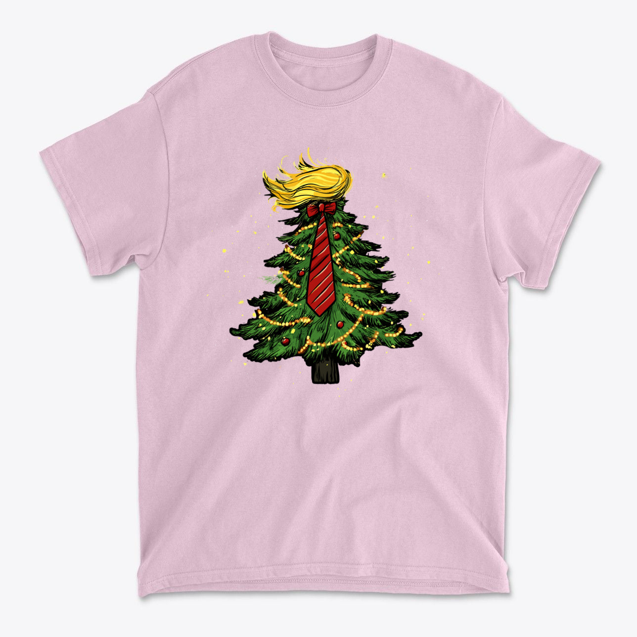 Trump Christmas Tree Decor Item featuring a whimsical design of a Christmas tree with a tie and blonde hair.
