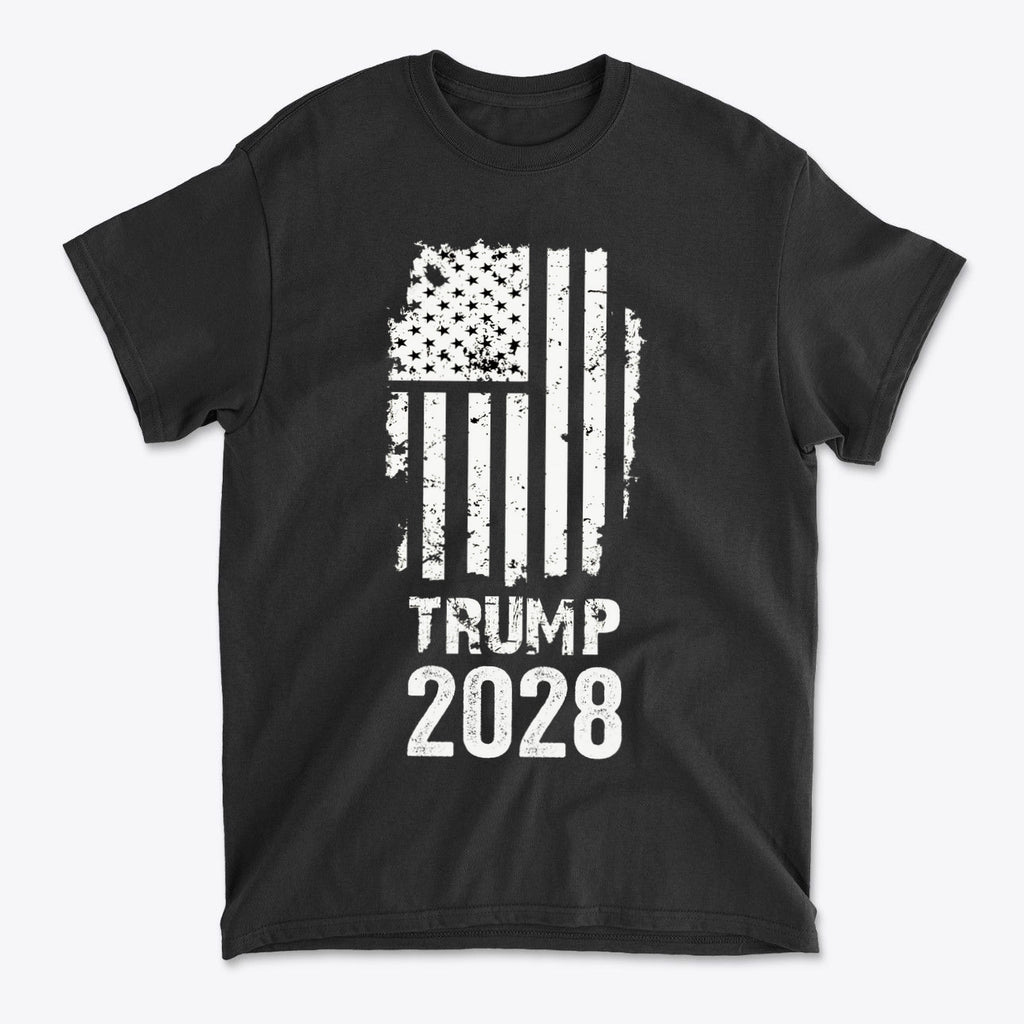 Trump 2028 On Tattered American Flag