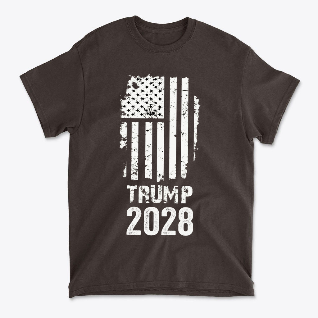 Trump 2028 On Tattered American Flag