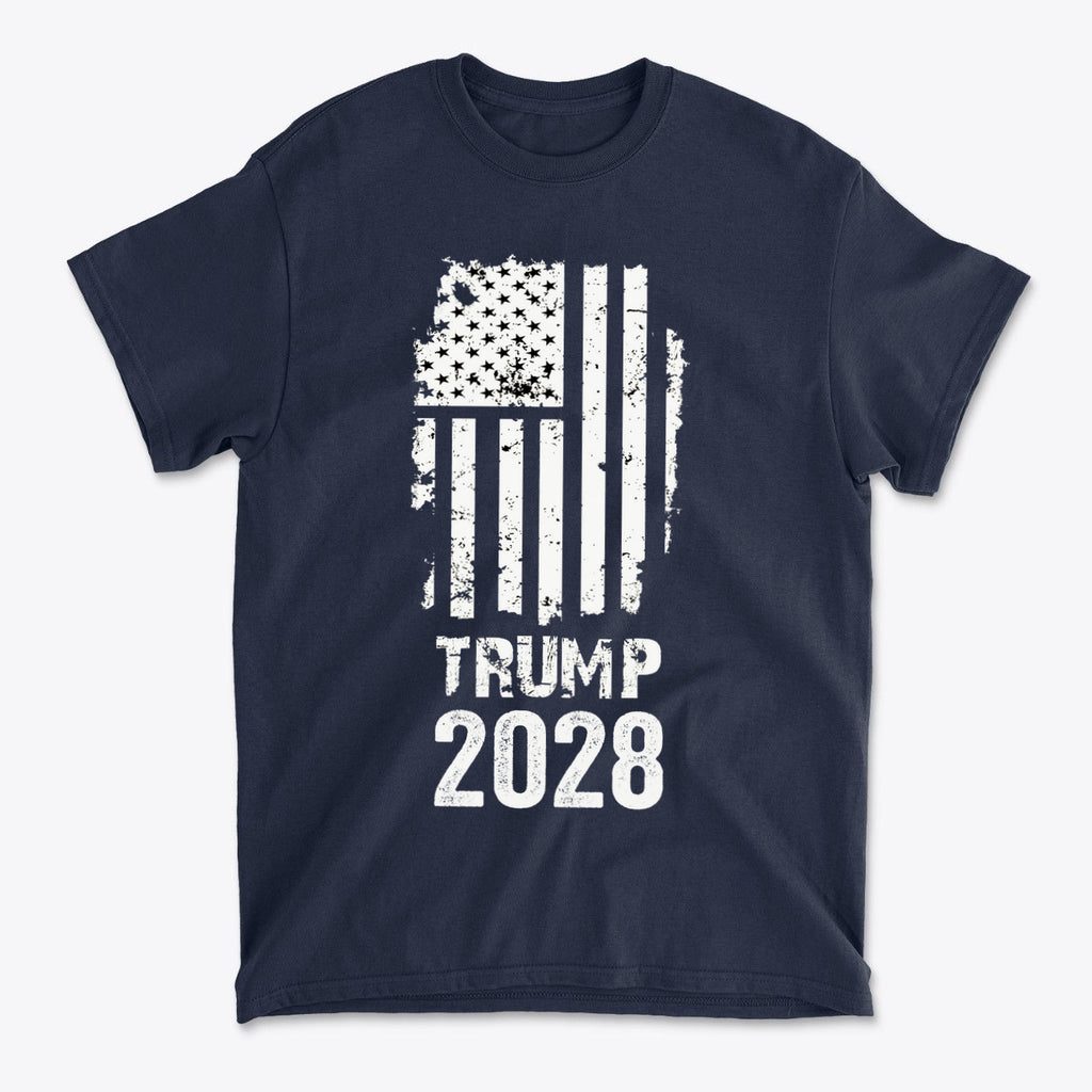 Trump 2028 On Tattered American Flag