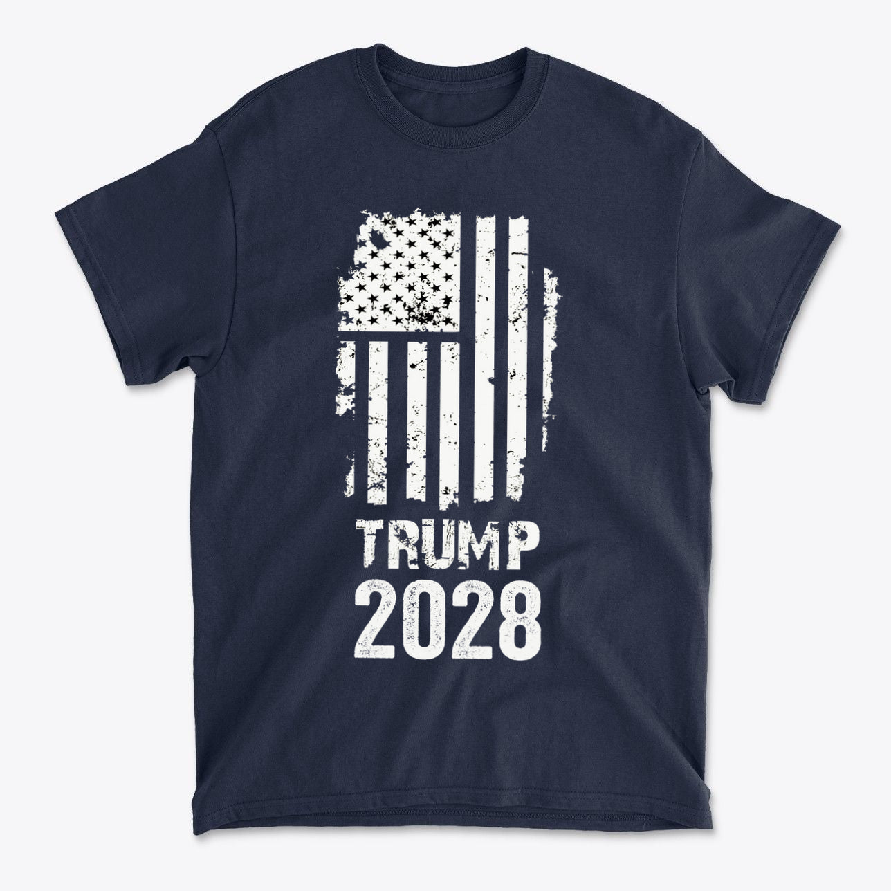 Trump 2028 On Tattered American Flag