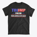 Trump 2028 Make Liberals Cry Again graphic t-shirt featuring patriotic colors and bold design.