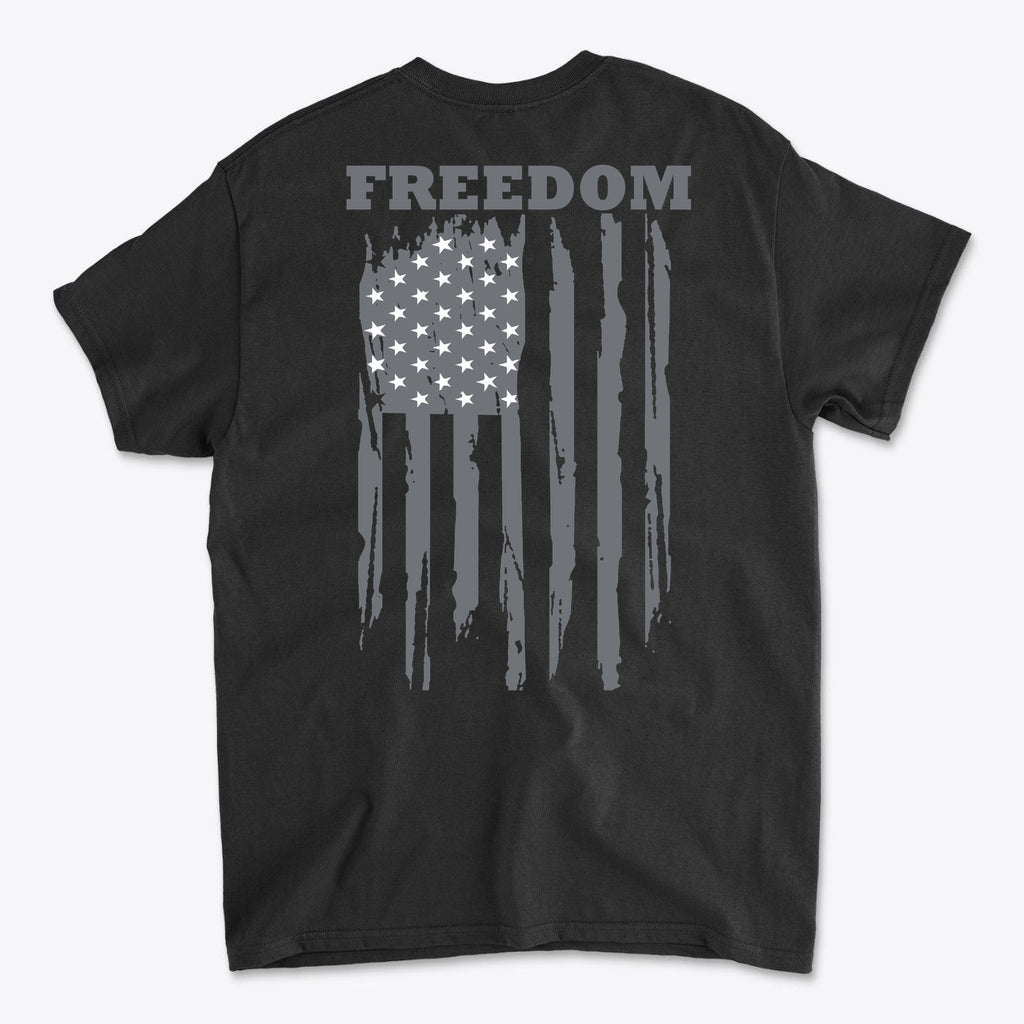 Freedom Above Vertical Flag Patriotic Back Graphic Shirt