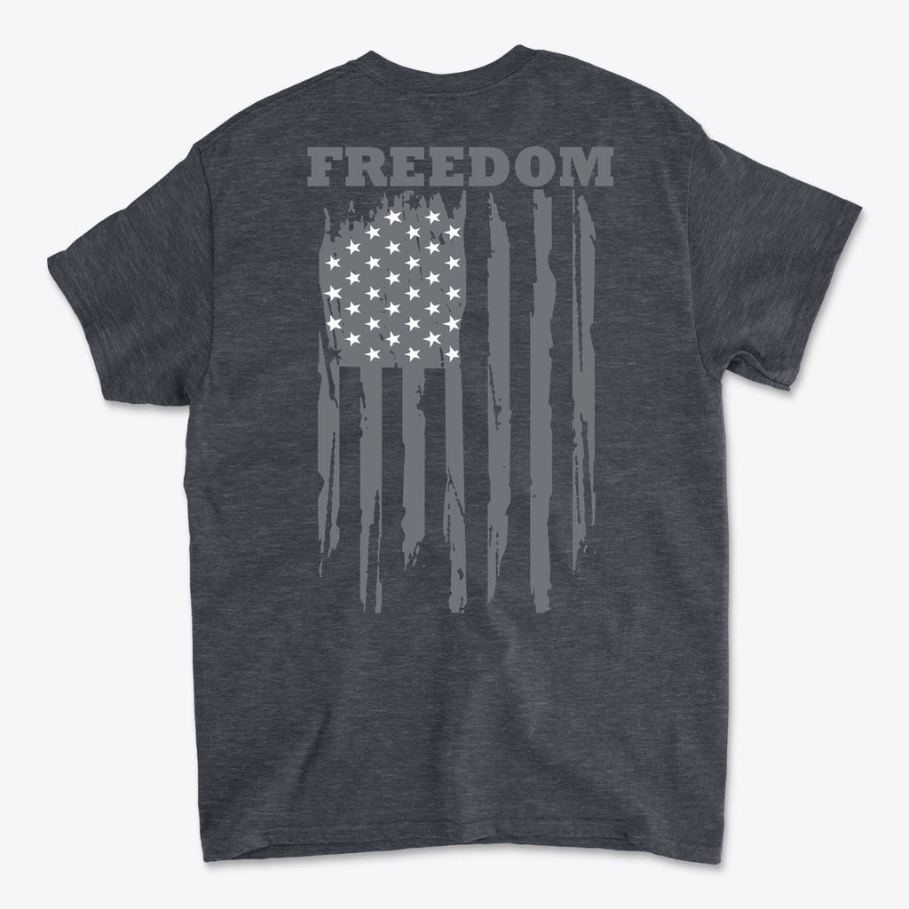Freedom Above Vertical Flag Patriotic Back Graphic Shirt