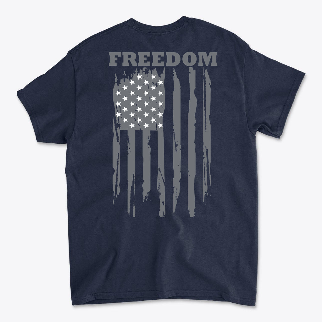 Freedom Above Vertical Flag Patriotic Back Graphic Shirt