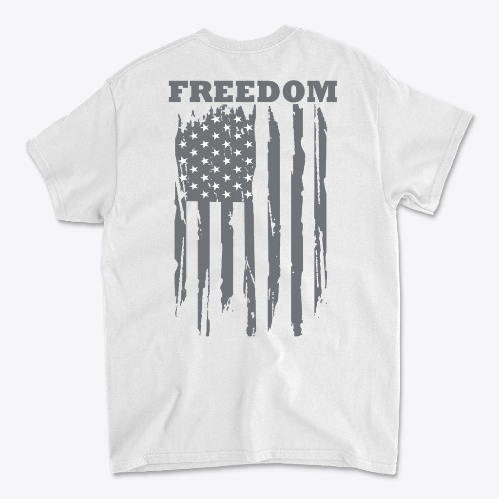 Freedom Above Vertical Flag Patriotic Back Graphic Shirt