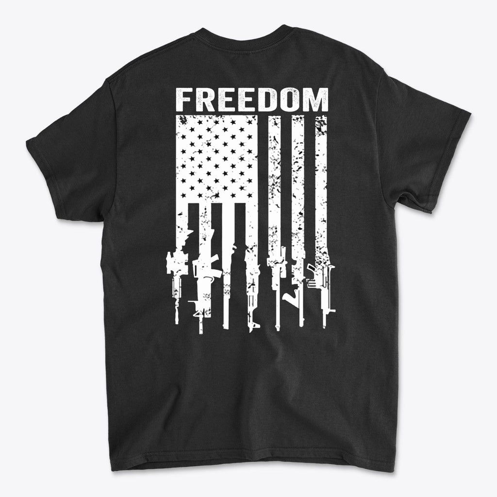 Freedom Above Flag Of Rifles Image on Back