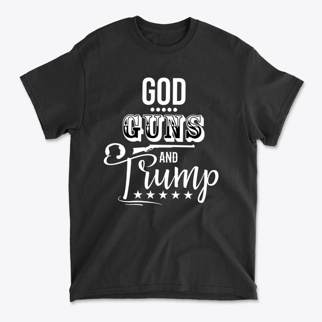 God Guns And Trump White Letters Graphic T Shirt
