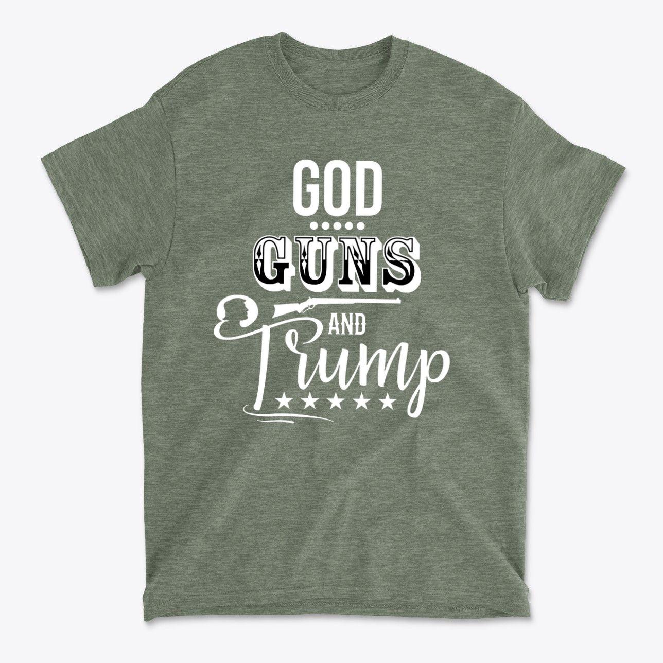 God Guns And Trump White Letters Graphic T Shirt
