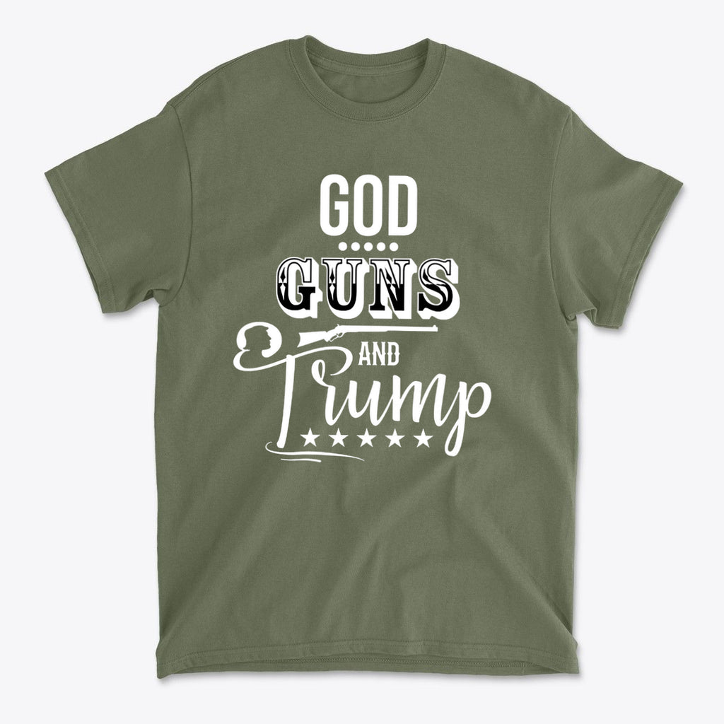 God Guns And Trump White Letters Graphic T Shirt