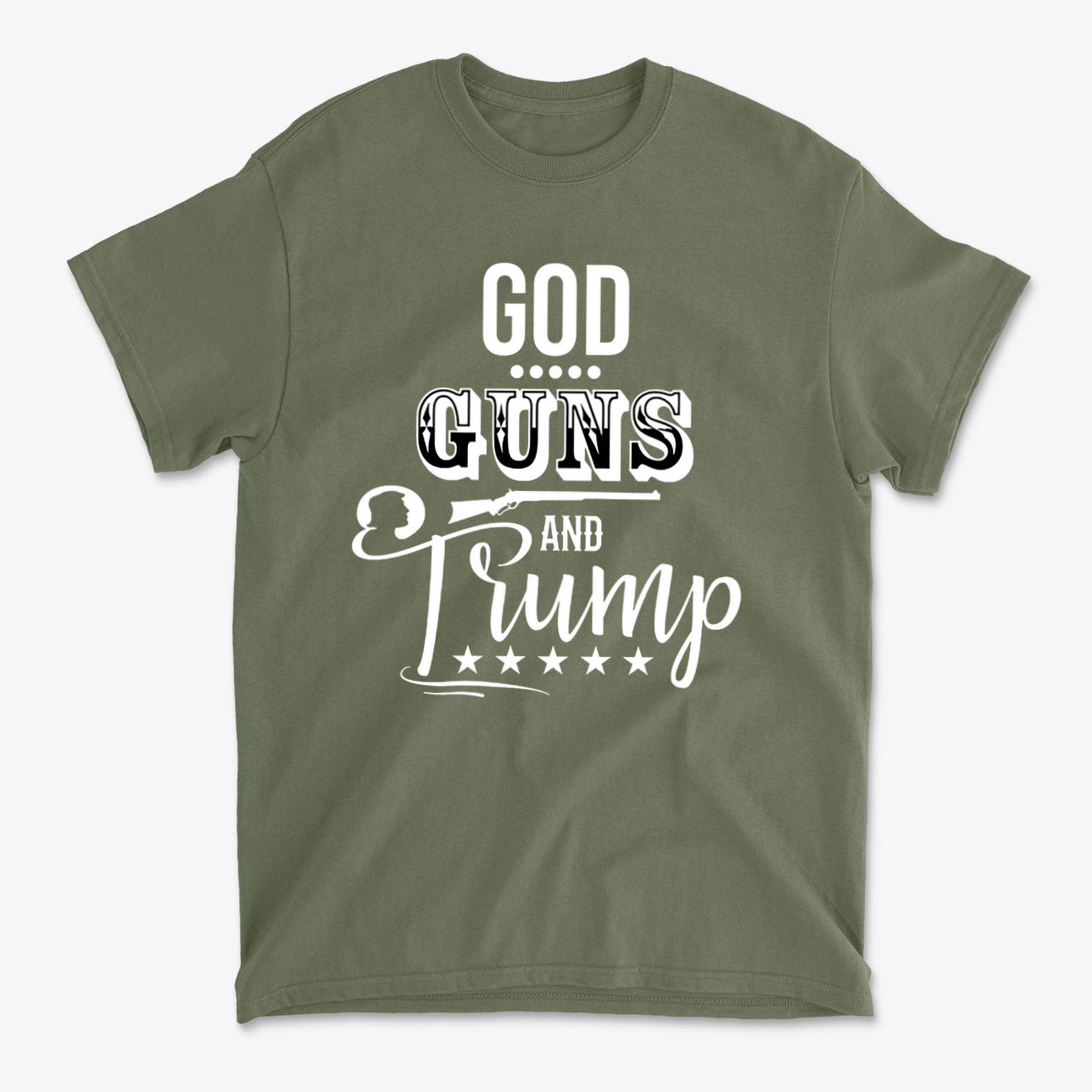 God Guns And Trump White Letters Graphic T Shirt