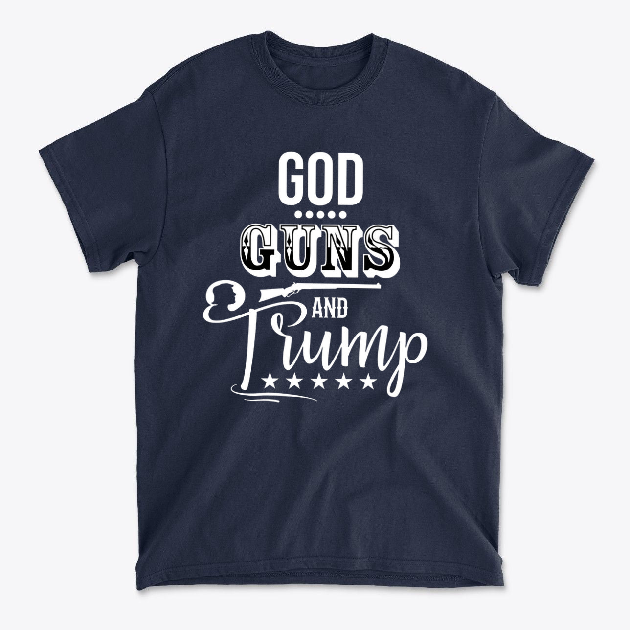 God Guns And Trump White Letters Graphic T Shirt