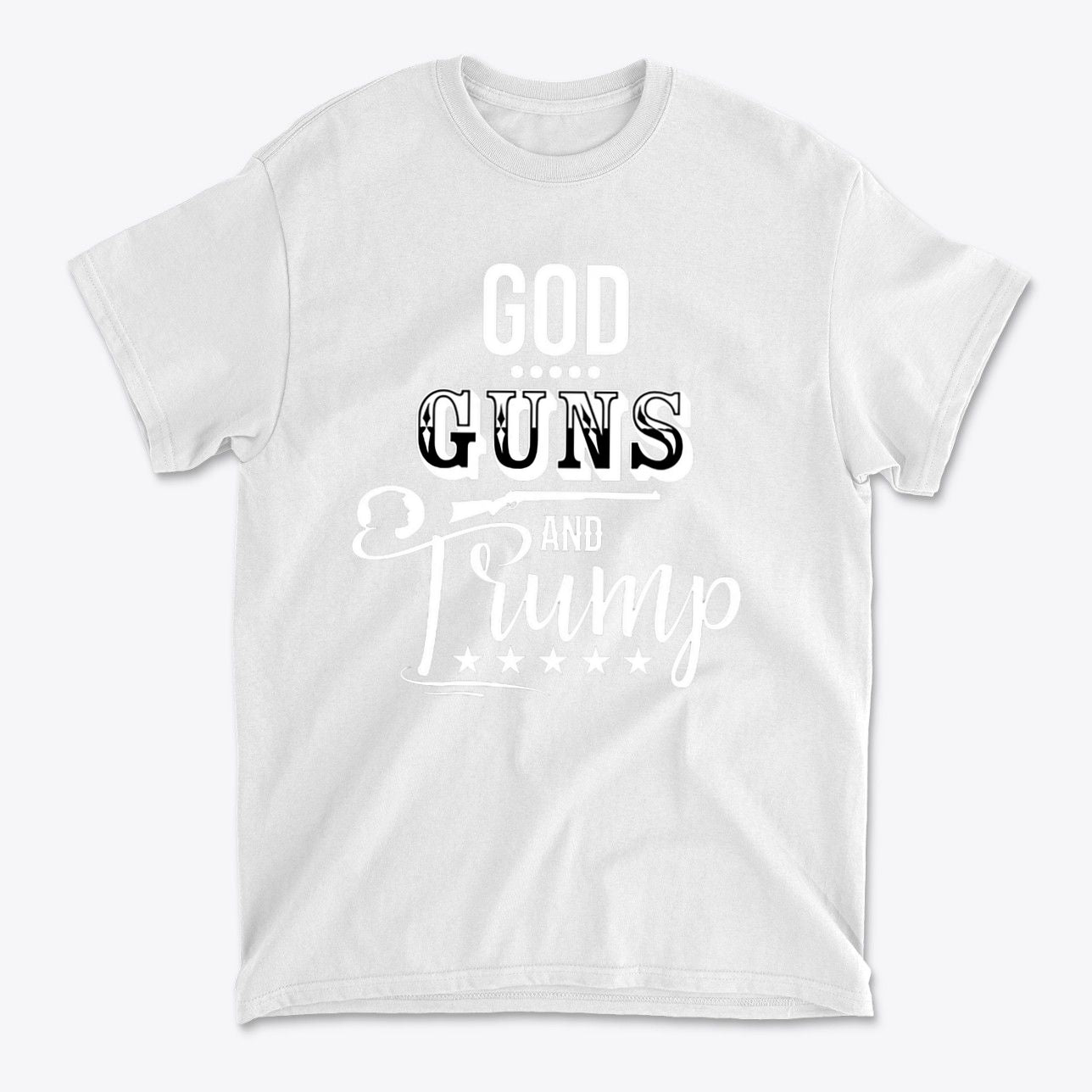 God Guns And Trump White Letters Graphic T Shirt