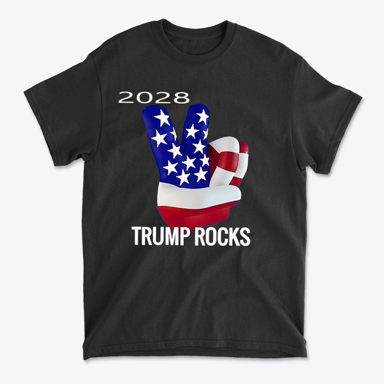 Trump Rocks 2028 Patriotic Graphic T-Shirt Design