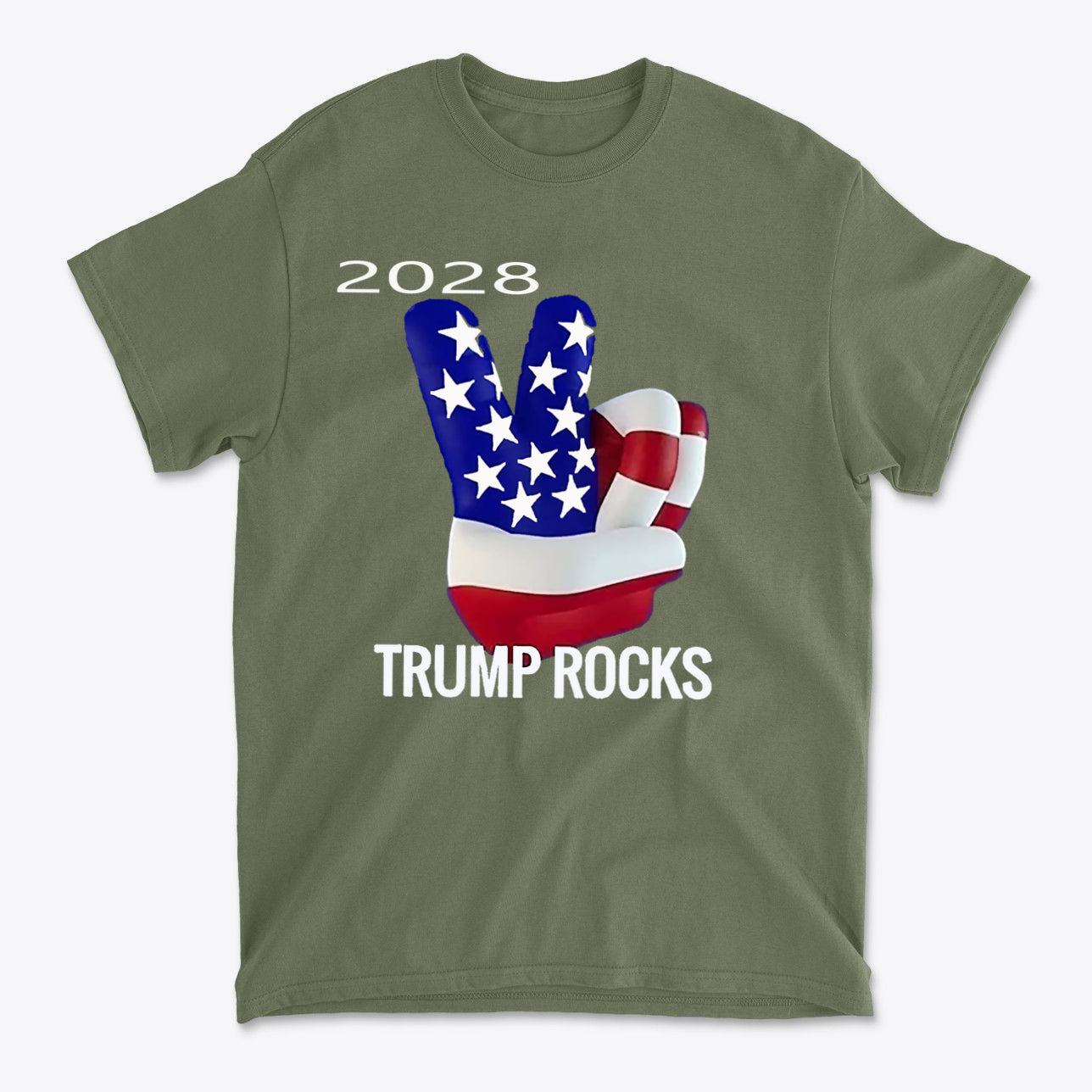 Trump Rocks 2028 Patriotic Graphic T-Shirt Design