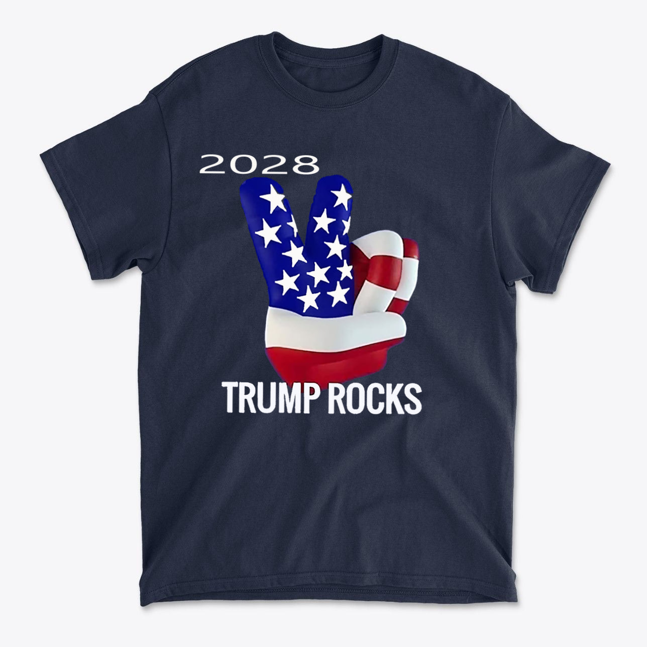 Trump Rocks 2028 Patriotic Graphic T-Shirt Design
