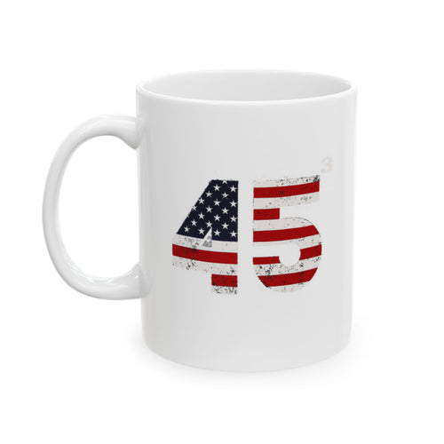 45 to the 3rd Power White Glossy Mug 11 oz