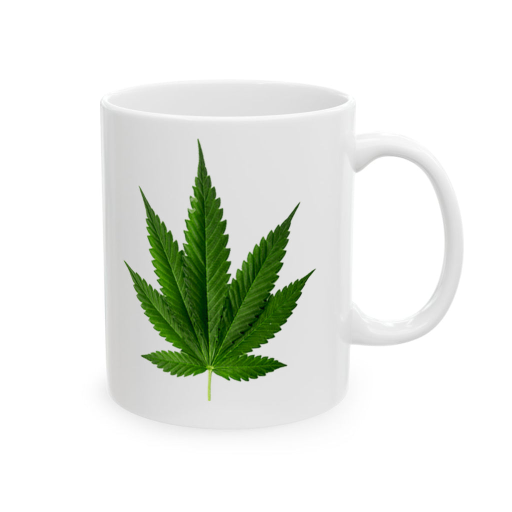 Cannabis Leaves White Glossy Mug 11 oz