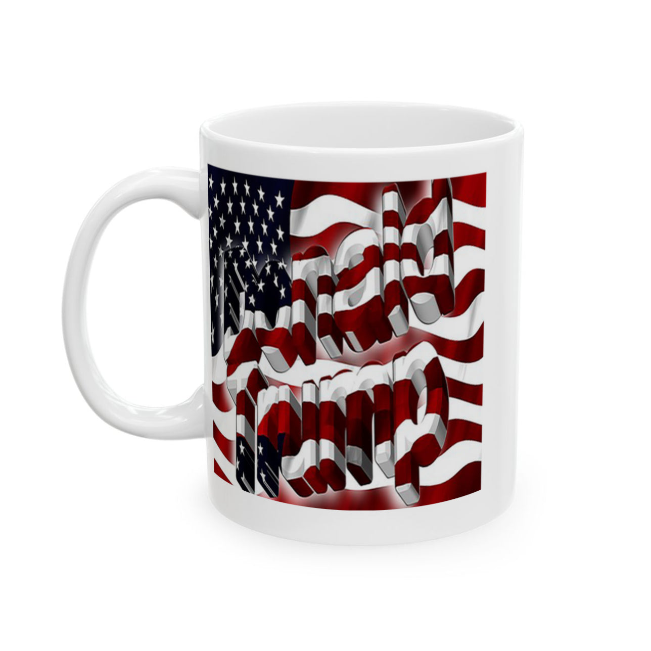 Donald Trump As American Flag White Glossy Mug 11 oz