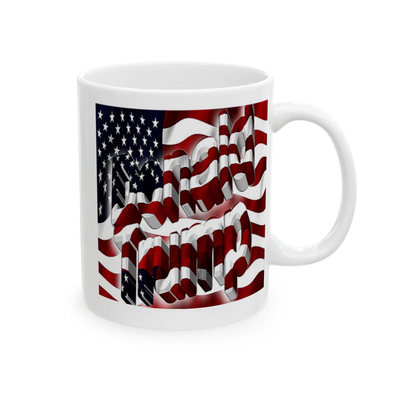 Donald Trump As American Flag White Glossy Mug 11 oz