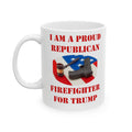 Proud Republican Firefighter Trump White Glossy Mug 11 oz