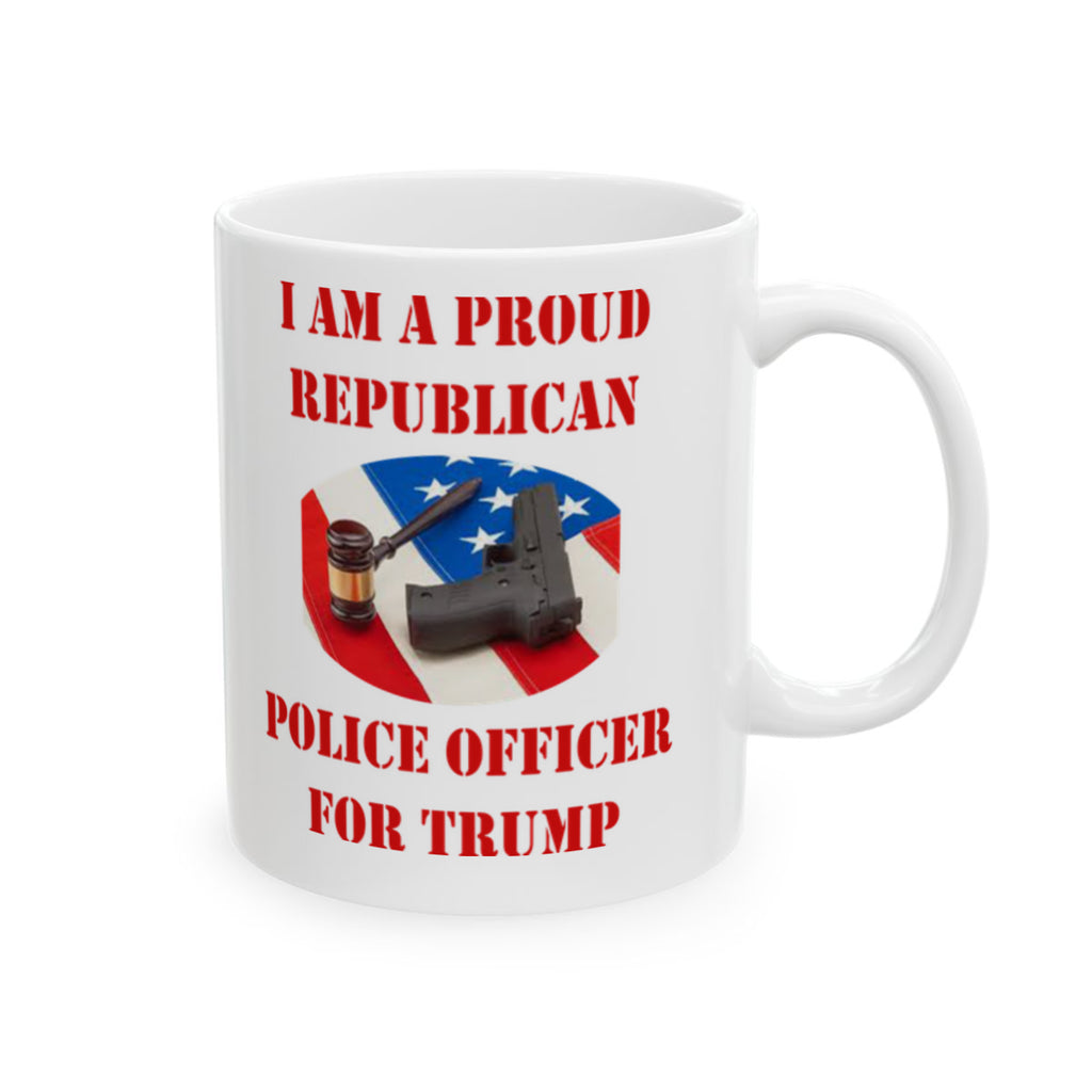 Proud Republican Police Officer Trump White Glossy Mug 11 oz