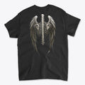 Back view of Spine Eagle Wings Back Print Tee showcasing artistic eagle wing design with skeletal spine.