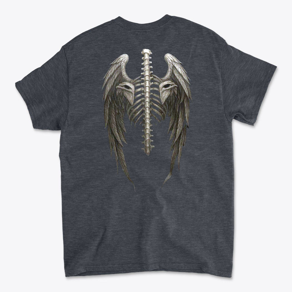 Back view of the Spine Eagle Wings Back Print Tee featuring a spine and eagle wings design.