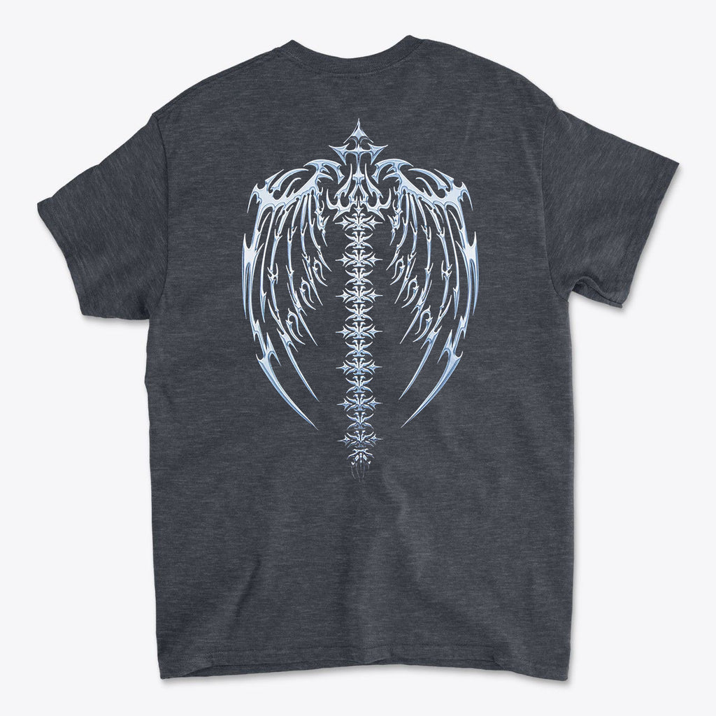 Spine Back Design Graphic Print on a premium graphic t-shirt showing intricate design on the back.