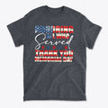 Honoring All Who Served Thank You Memorial Day graphic tee featuring patriotic design in red, white, and blue.