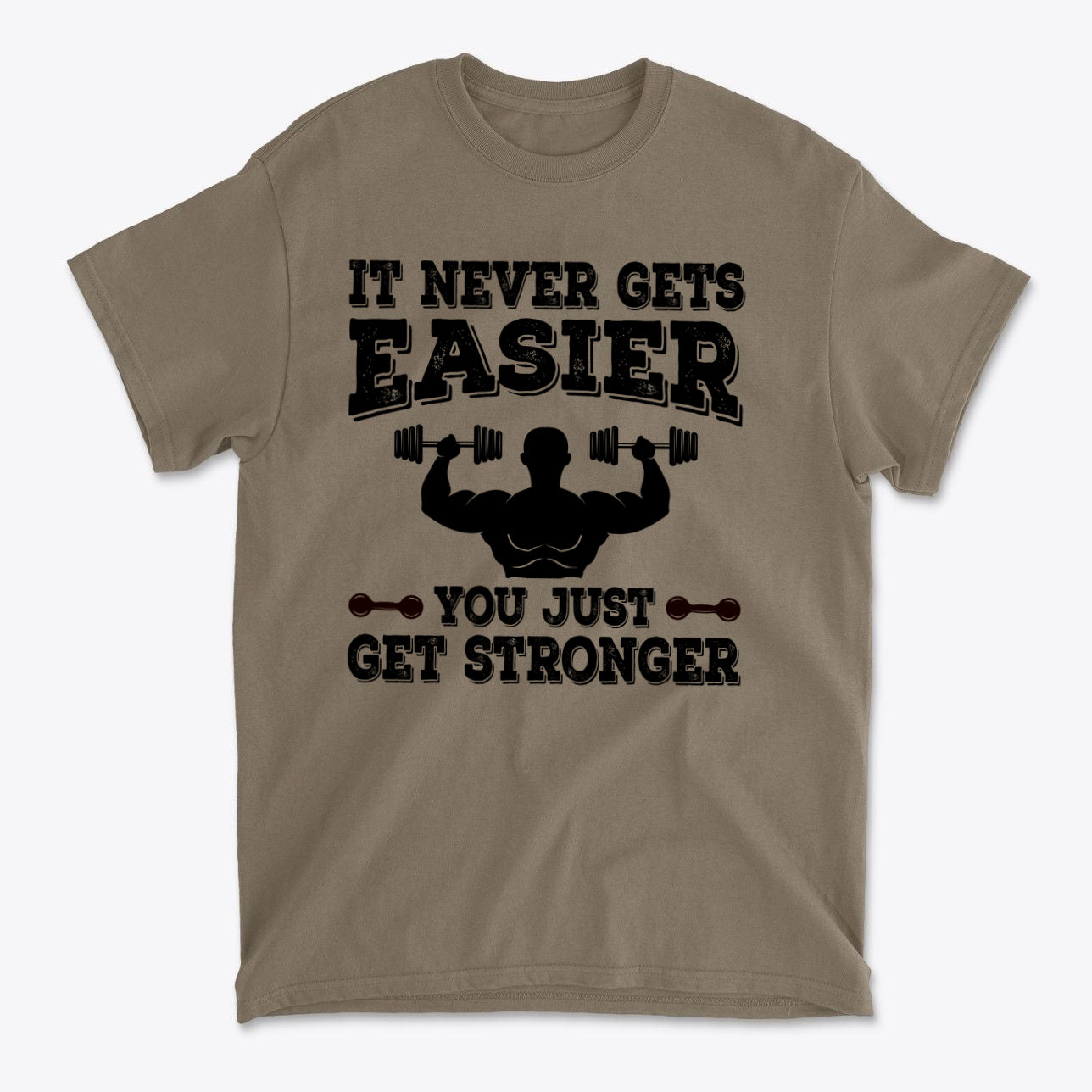 Getting Stronger Every Single Day graphic t-shirt with motivational fitness quote design