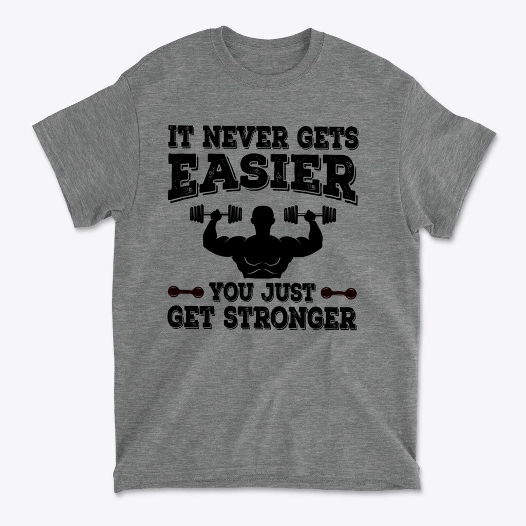 Getting Stronger Every Single Day graphic t-shirt featuring a fitness motivation design.