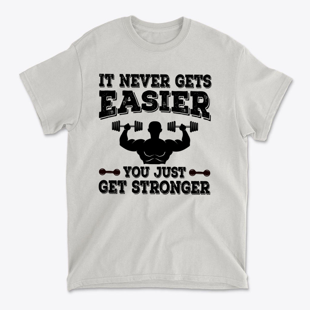 Getting Stronger Every Single Day Premium Conservative Graphic T-Shirt showcasing a motivational fitness message.
