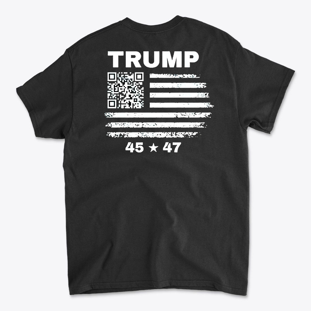 Trump 45 47 On QR Code Flag Image on Back -- Scan It