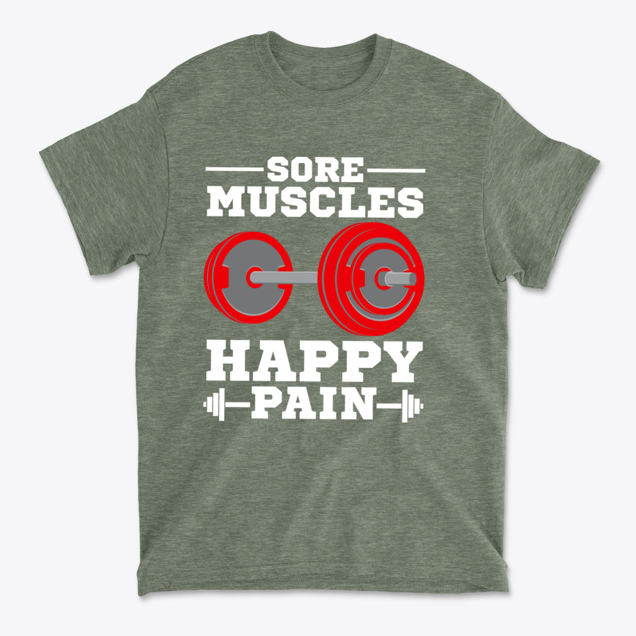 SP-front-HMB-697Sore Muscles Happy Pain Fitness Graphic Tee Design