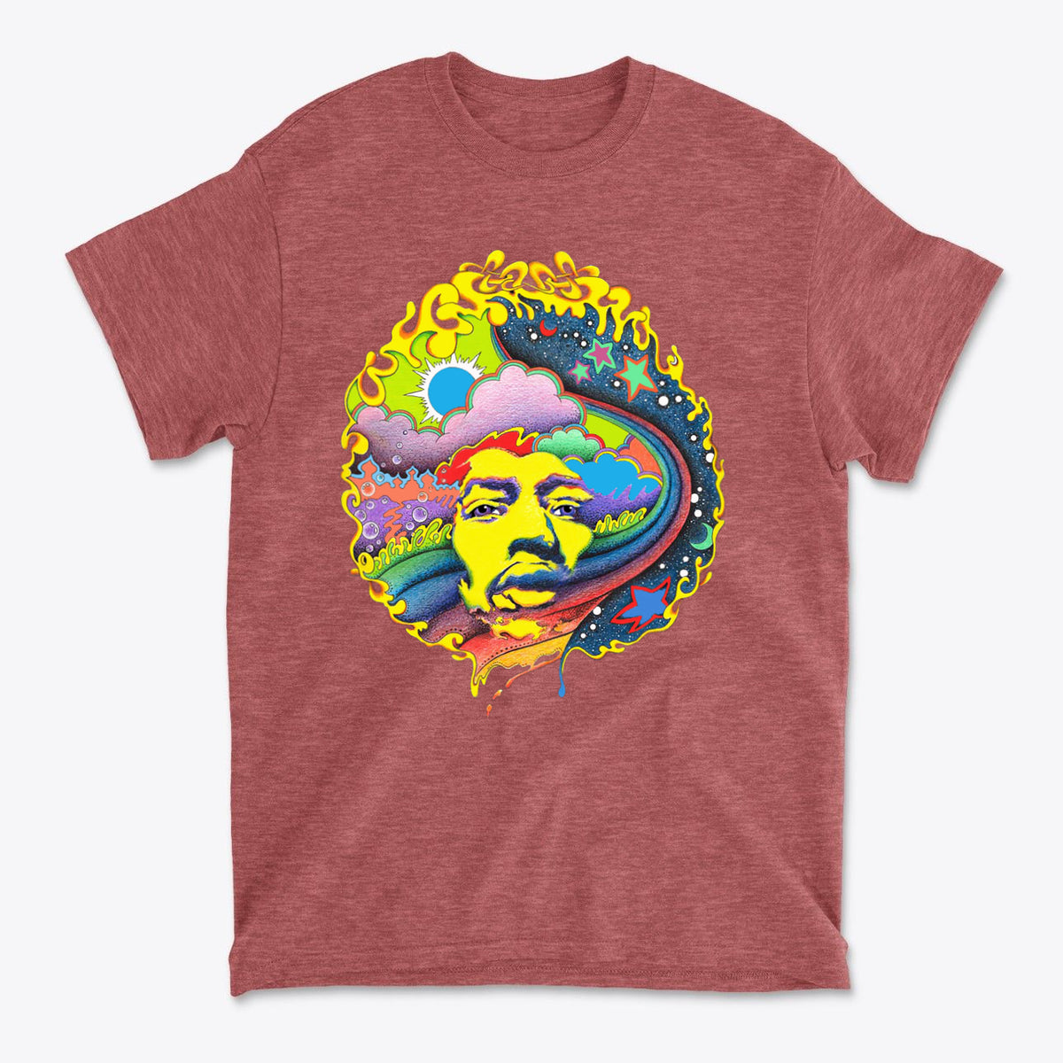 Hendrix in Color Vintage Rock Graphic T-Shirt Design