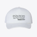 Beast Forehead Mark Foam Mesh Trucker Cap Design with scripture text on a white background.