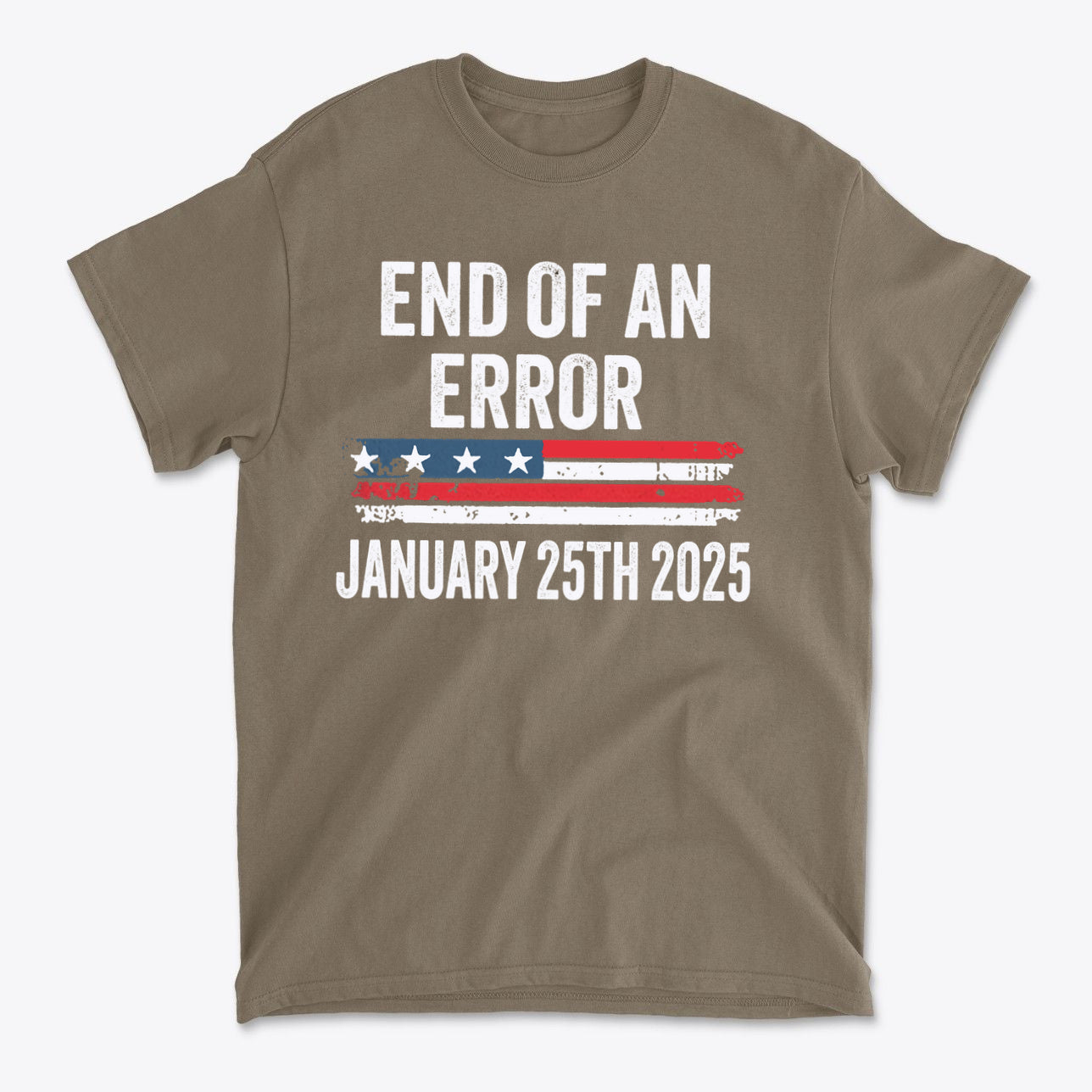 Marking The End Of An Era Error graphic t-shirt featuring a patriotic design and a date.