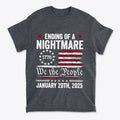 Ending Of A Nightmare On 1776 Flag graphic tee showcasing patriotic themes and a bold message.