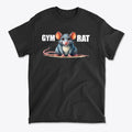 Gym Rat Cute Stylish Fitness Casual Wear T-Shirt featuring a cartoon mouse design on a black t-shirt.