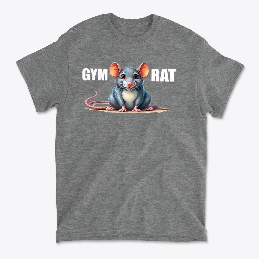 Gym Rat Cute Stylish Fitness Casual Wear T-Shirt featuring a cute cartoon mouse graphic.