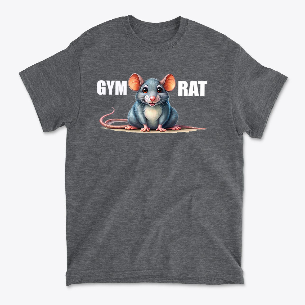 Gym Rat Cute Stylish Fitness Casual Wear T-Shirt featuring a cute cartoon mouse design.